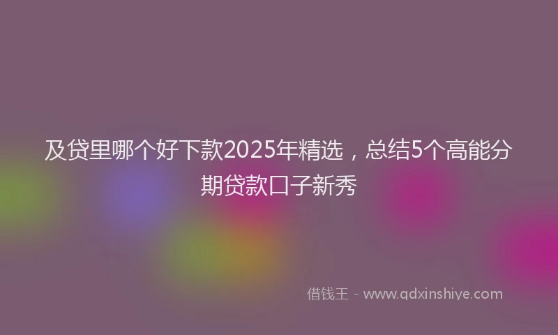 及贷里哪个好下款2025年精选，总结5个高能分期贷款口子新秀