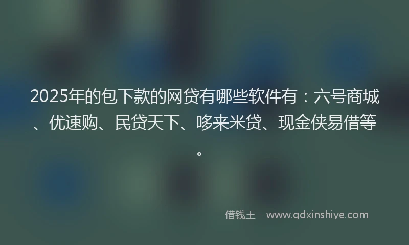 2025年的包下款的网贷有哪些软件有：六号商城、优速购、民贷天下、哆来米贷、现金侠易借等。