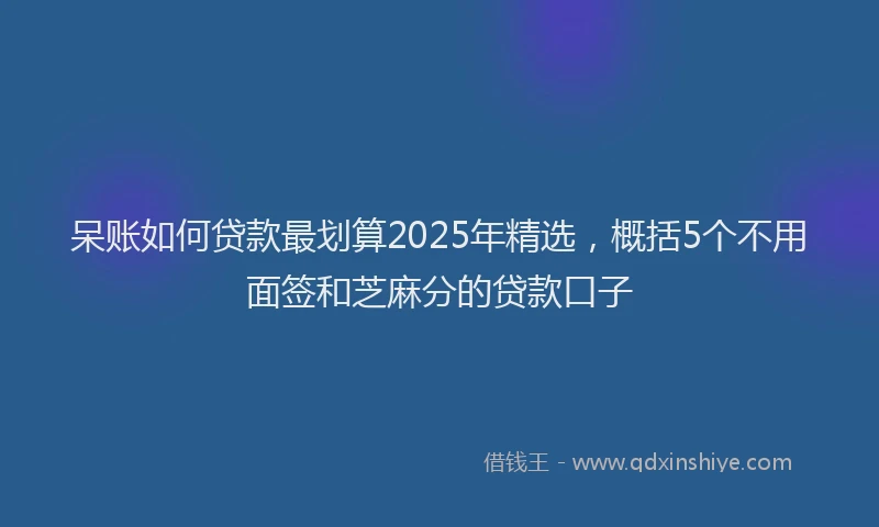 呆账如何贷款最划算2025年精选，概括5个不用面签和芝麻分的贷款口子