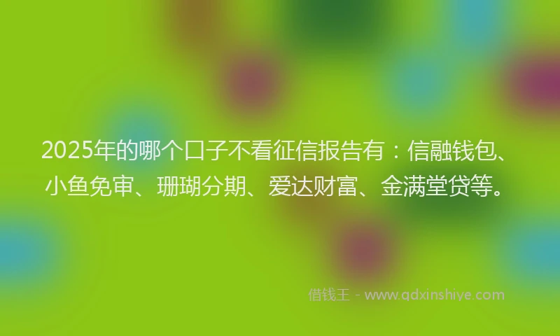 2025年的哪个口子不看征信报告有：信融钱包、小鱼免审、珊瑚分期、爱达财富、金满堂贷等。