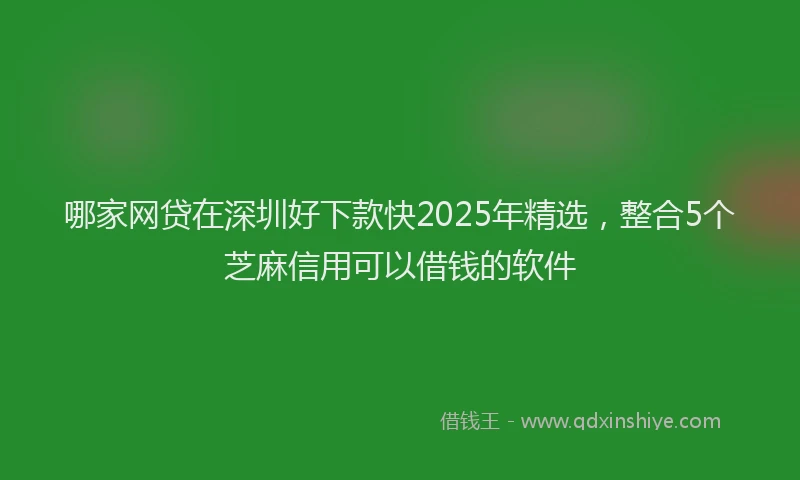 哪家网贷在深圳好下款快2025年精选，整合5个芝麻信用可以借钱的软件