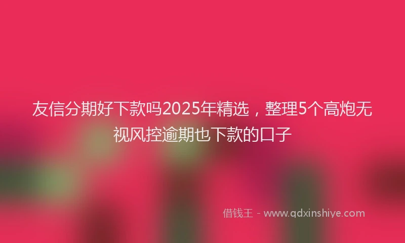 友信分期好下款吗2025年精选，整理5个高炮无视风控逾期也下款的口子