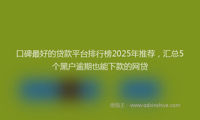 口碑最好的贷款平台排行榜2025年推荐，汇总5个黑户逾期也能下款的网贷