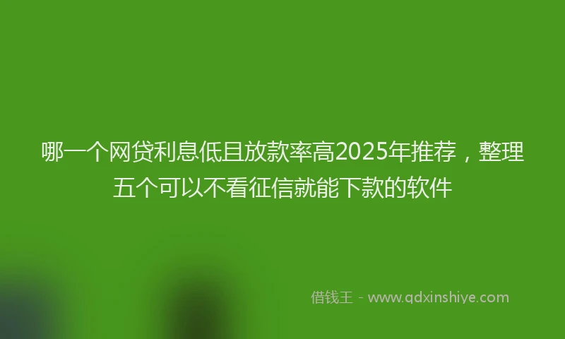 哪一个网贷利息低且放款率高2025年推荐，整理五个可以不看征信就能下款的软件