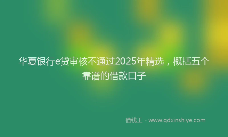 华夏银行e贷审核不通过2025年精选，概括五个靠谱的借款口子