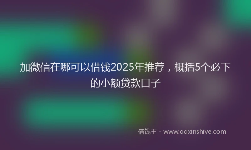 加微信在哪可以借钱2025年推荐，概括5个必下的小额贷款口子
