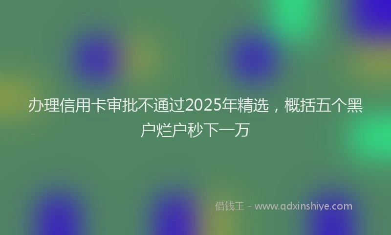 办理信用卡审批不通过2025年精选，概括五个黑户烂户秒下一万