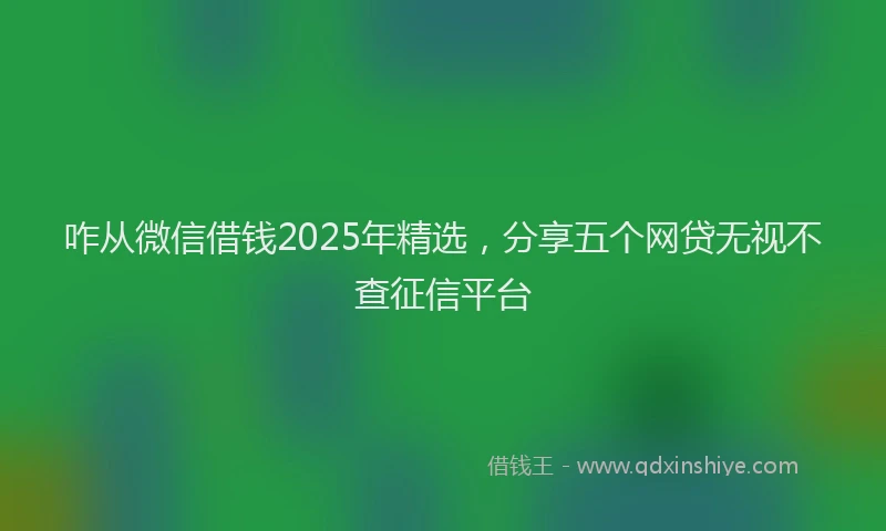 咋从微信借钱2025年精选，分享五个网贷无视不查征信平台