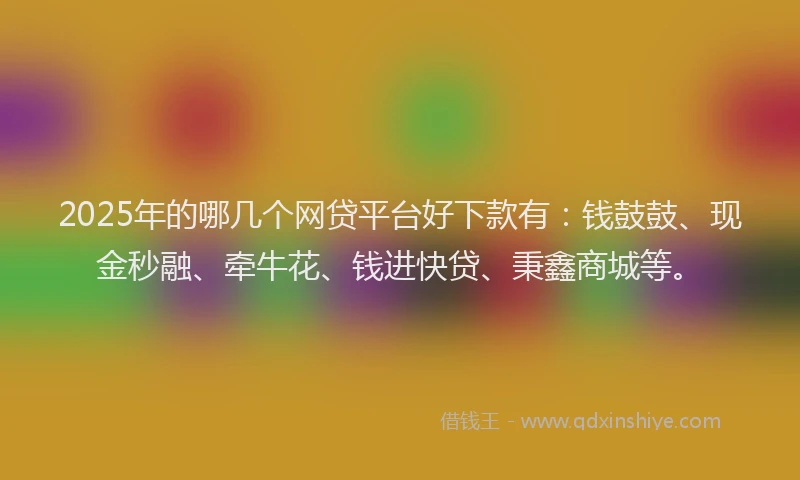 2025年的哪几个网贷平台好下款有：钱鼓鼓、现金秒融、牵牛花、钱进快贷、秉鑫商城等。