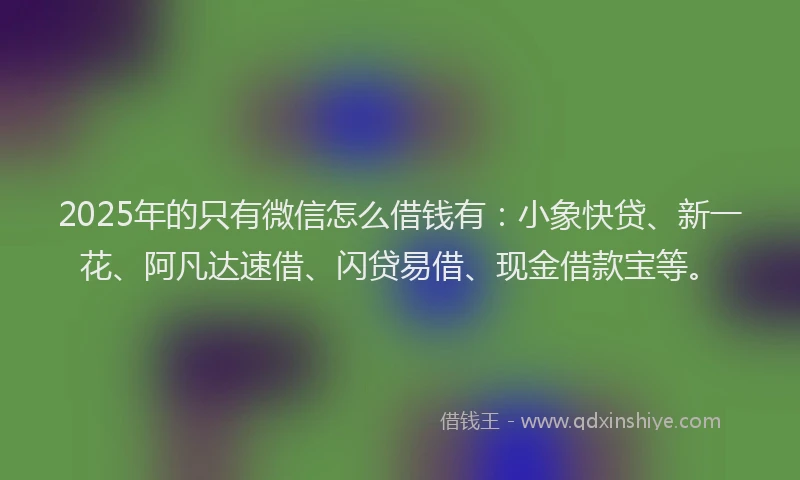 2025年的只有微信怎么借钱有：小象快贷、新一花、阿凡达速借、闪贷易借、现金借款宝等。
