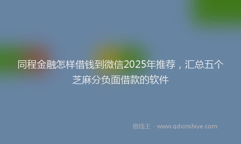 同程金融怎样借钱到微信2025年推荐，汇总五个芝麻分负面借款的软件