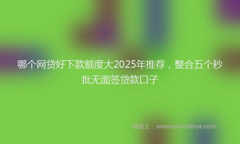 哪个网贷好下款额度大2025年推荐，整合五个秒批无面签贷款口子