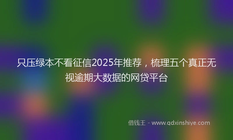 只压绿本不看征信2025年推荐，梳理五个真正无视逾期大数据的网贷平台