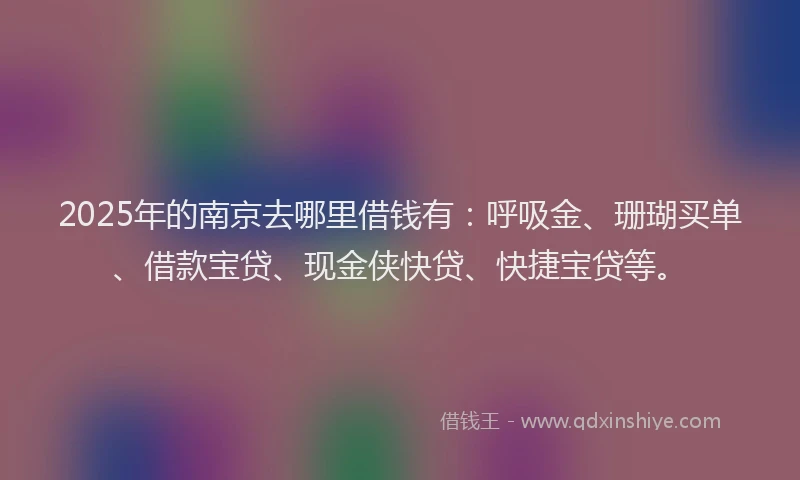 2025年的南京去哪里借钱有：呼吸金、珊瑚买单、借款宝贷、现金侠快贷、快捷宝贷等。