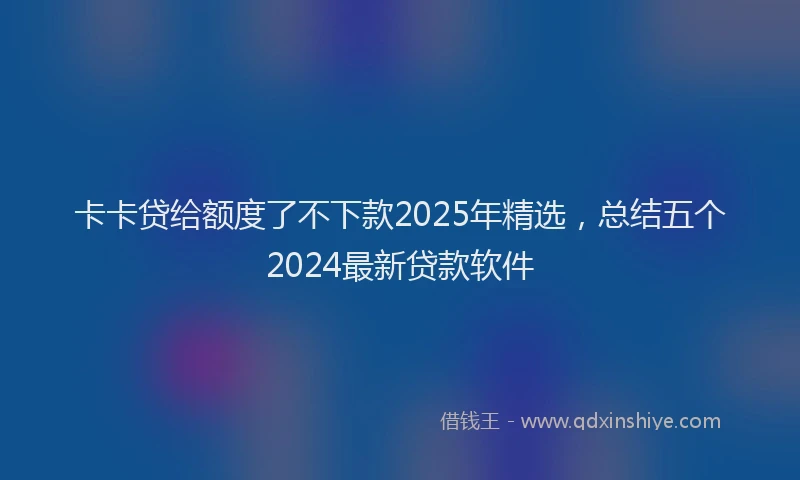 卡卡贷给额度了不下款2025年精选，总结五个2024最新贷款软件