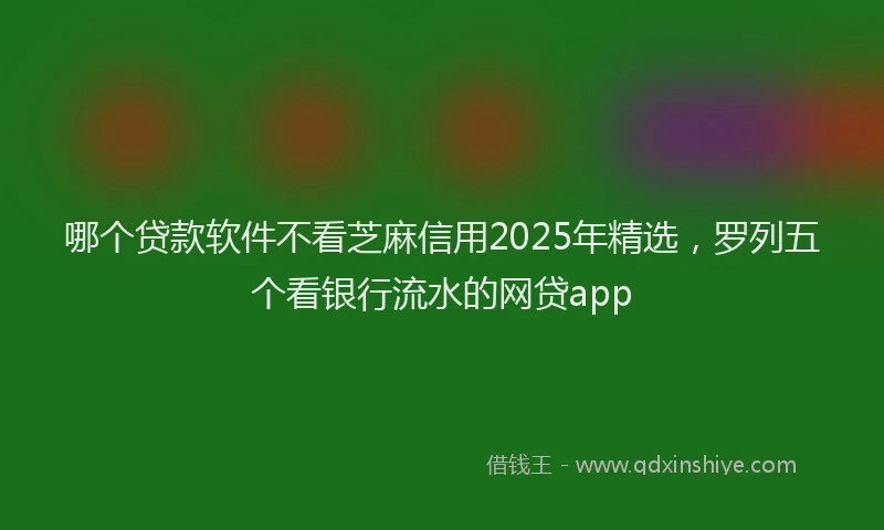 哪个贷款软件不看芝麻信用2025年精选，罗列五个看银行流水的网贷app