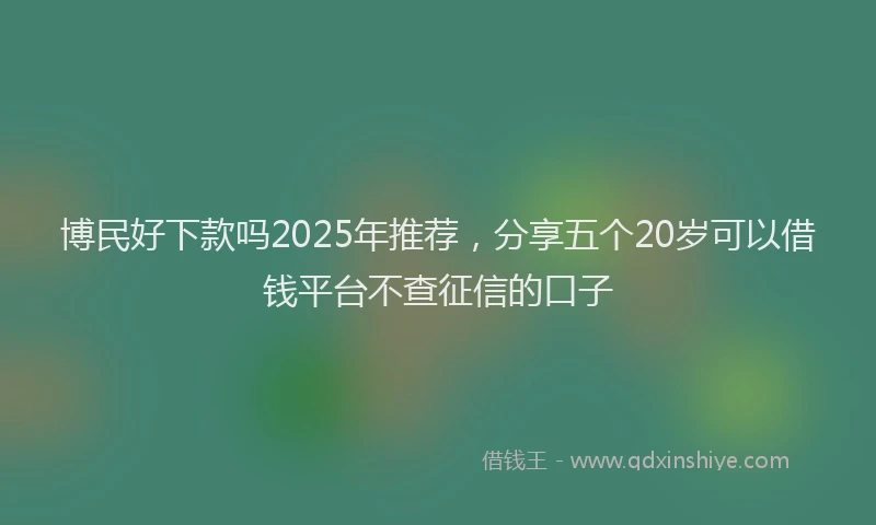 博民好下款吗2025年推荐，分享五个20岁可以借钱平台不查征信的口子