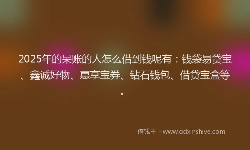 2025年的呆账的人怎么借到钱呢有：钱袋易贷宝、鑫诚好物、惠享宝券、钻石钱包、借贷宝盒等。