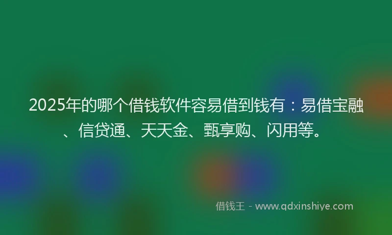 2025年的哪个借钱软件容易借到钱有：易借宝融、信贷通、天天金、甄享购、闪用等。