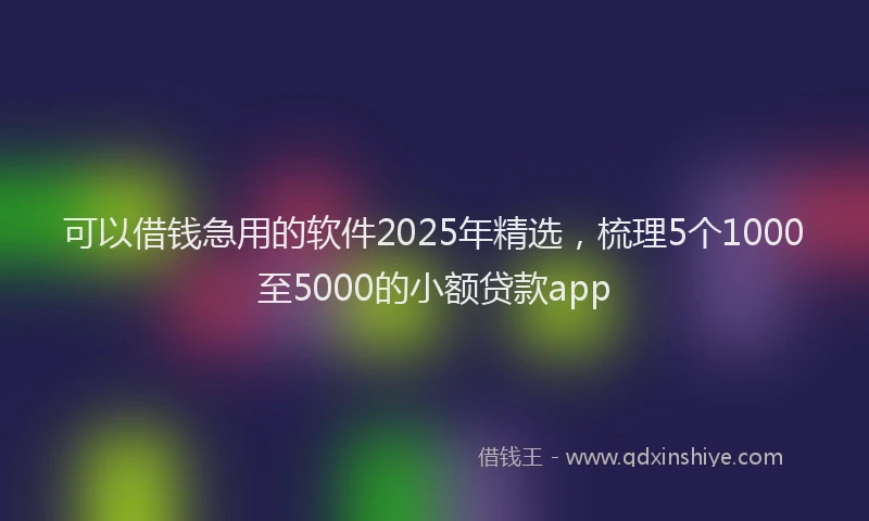 可以借钱急用的软件2025年精选，梳理5个1000至5000的小额贷款app