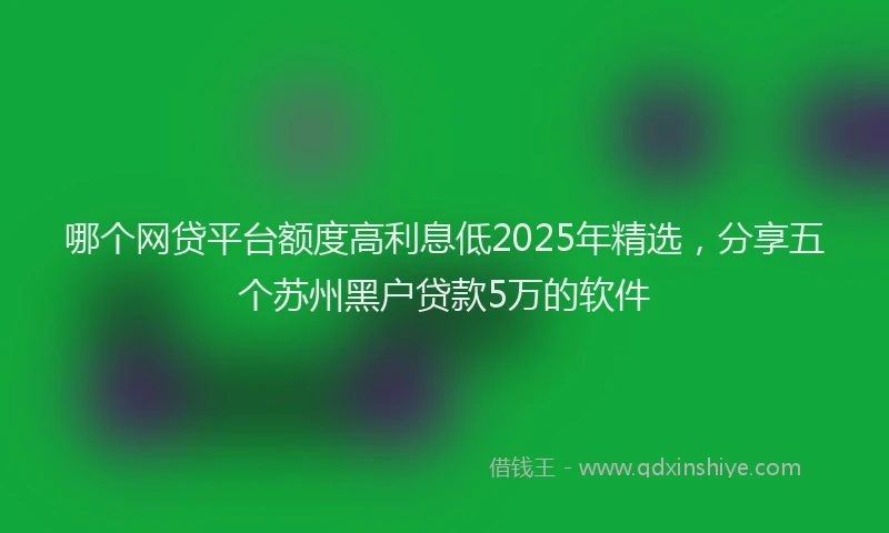 哪个网贷平台额度高利息低2025年精选，分享五个苏州黑户贷款5万的软件