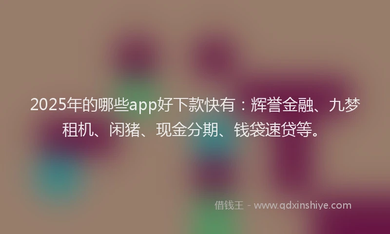 2025年的哪些app好下款快有：辉誉金融、九梦租机、闲猪、现金分期、钱袋速贷等。