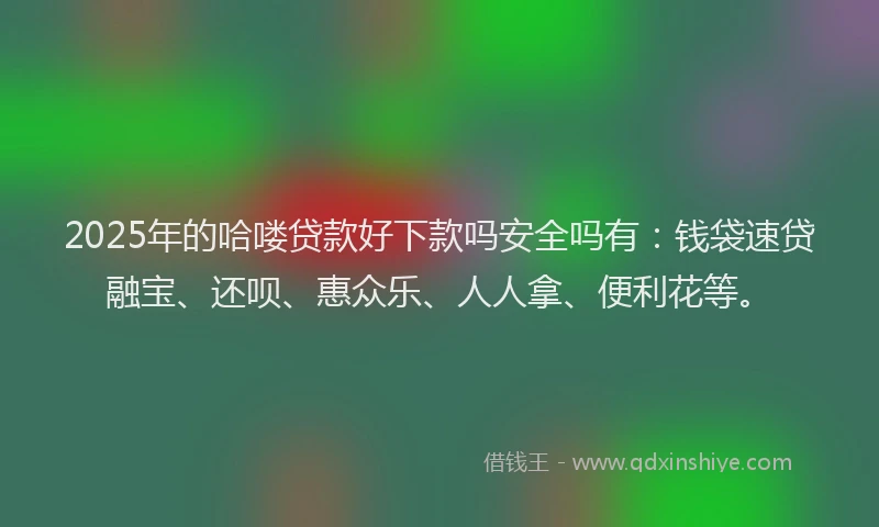 2025年的哈喽贷款好下款吗安全吗有：钱袋速贷融宝、还呗、惠众乐、人人拿、便利花等。