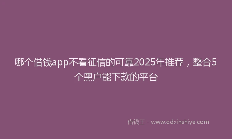 哪个借钱app不看征信的可靠2025年推荐，整合5个黑户能下款的平台