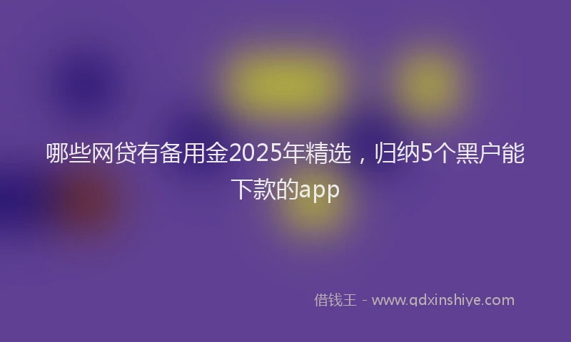 哪些网贷有备用金2025年精选，归纳5个黑户能下款的app
