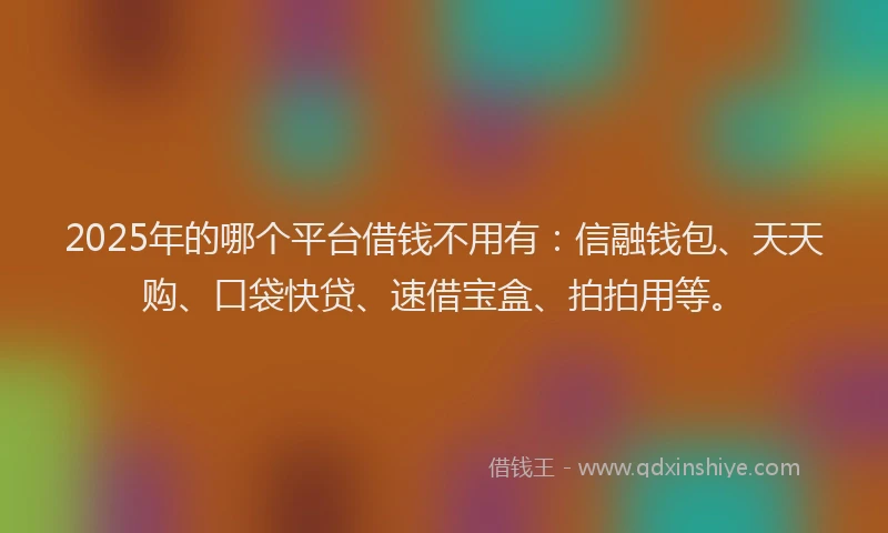 2025年的哪个平台借钱不用有：信融钱包、天天购、口袋快贷、速借宝盒、拍拍用等。