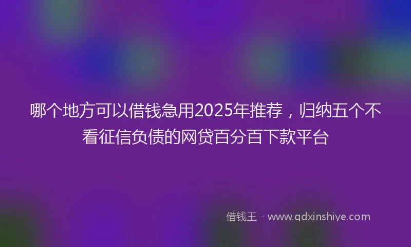 哪个地方可以借钱急用2025年推荐，归纳五个不看征信负债的网贷百分百下款平台