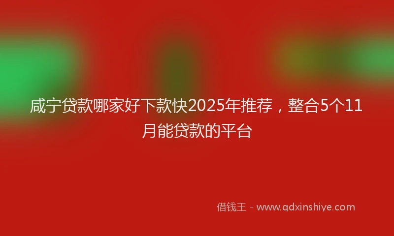 咸宁贷款哪家好下款快2025年推荐，整合5个11月能贷款的平台