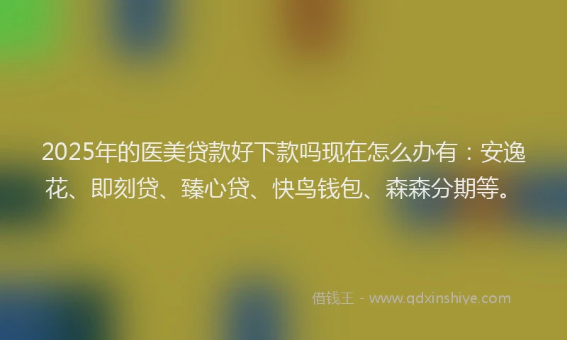 2025年的医美贷款好下款吗现在怎么办有：安逸花、即刻贷、臻心贷、快鸟钱包、森森分期等。