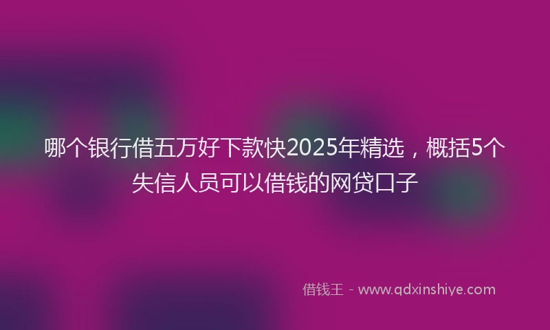 哪个银行借五万好下款快2025年精选，概括5个失信人员可以借钱的网贷口子
