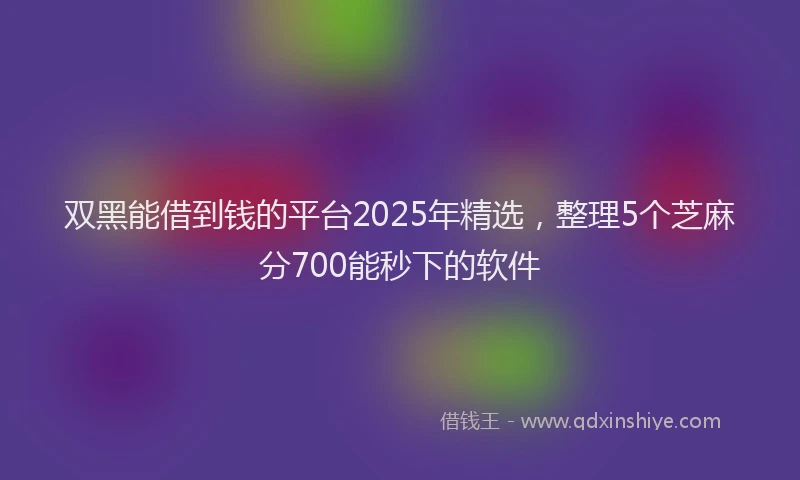 双黑能借到钱的平台2025年精选，整理5个芝麻分700能秒下的软件