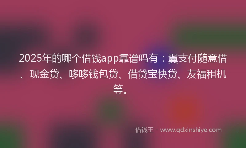 2025年的哪个借钱app靠谱吗有：翼支付随意借、现金贷、哆哆钱包贷、借贷宝快贷、友福租机等。