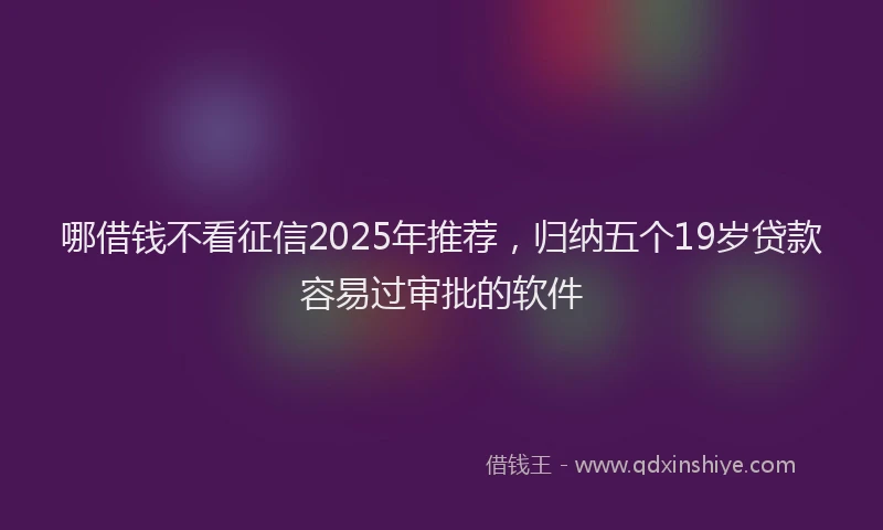 哪借钱不看征信2025年推荐，归纳五个19岁贷款容易过审批的软件
