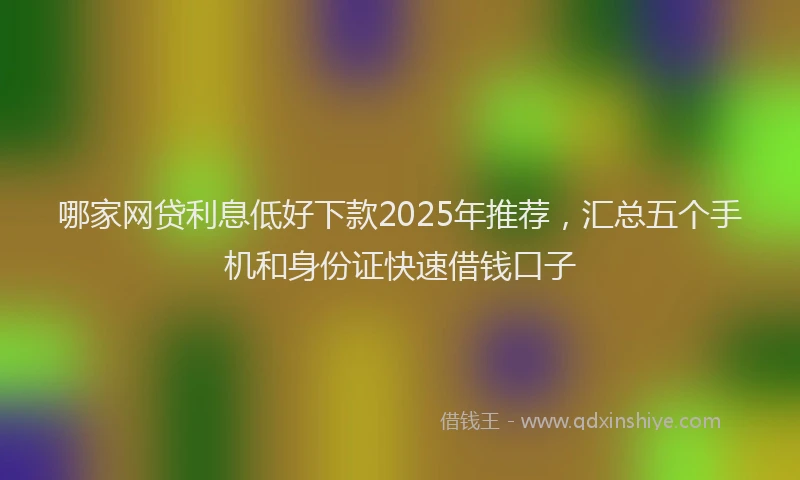 哪家网贷利息低好下款2025年推荐，汇总五个手机和身份证快速借钱口子