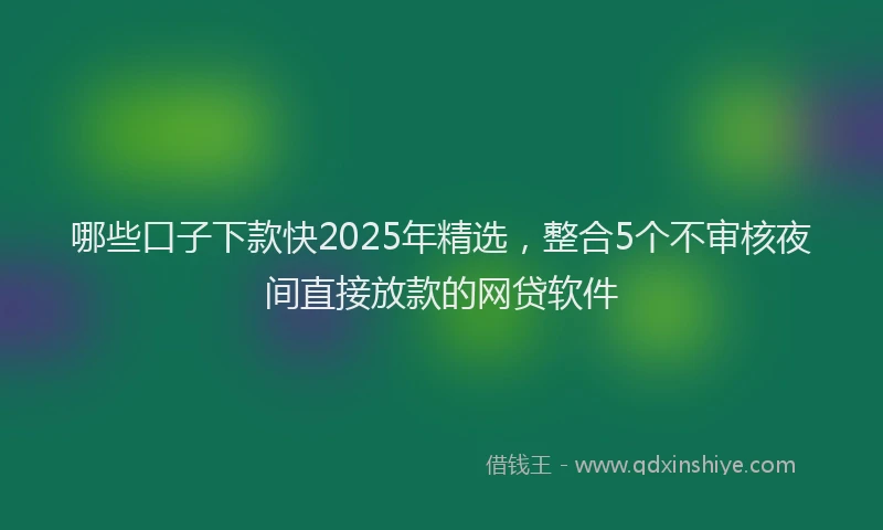 哪些口子下款快2025年精选，整合5个不审核夜间直接放款的网贷软件
