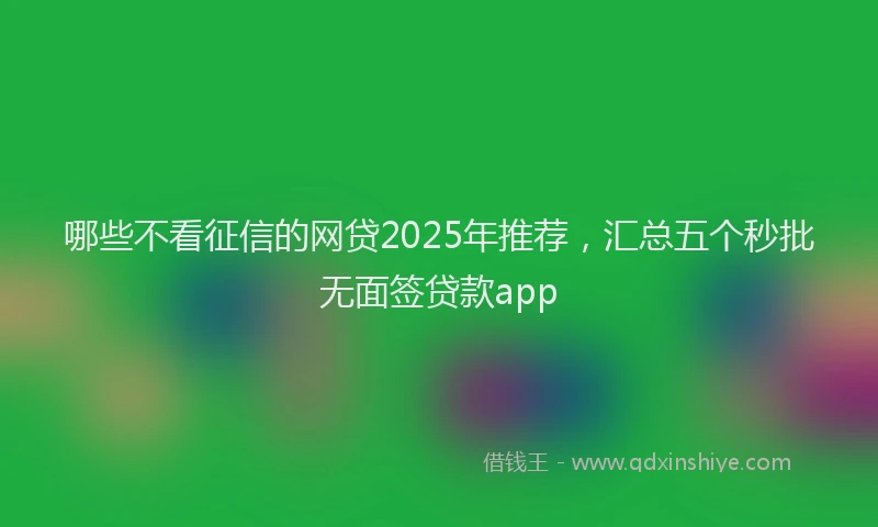 哪些不看征信的网贷2025年推荐，汇总五个秒批无面签贷款app