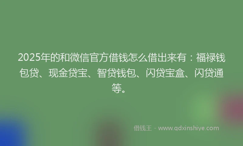 2025年的和微信官方借钱怎么借出来有：福禄钱包贷、现金贷宝、智贷钱包、闪贷宝盒、闪贷通等。