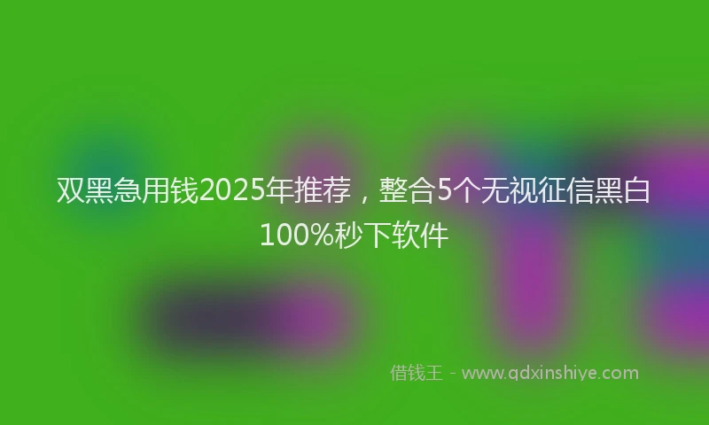 双黑急用钱2025年推荐，整合5个无视征信黑白100%秒下软件