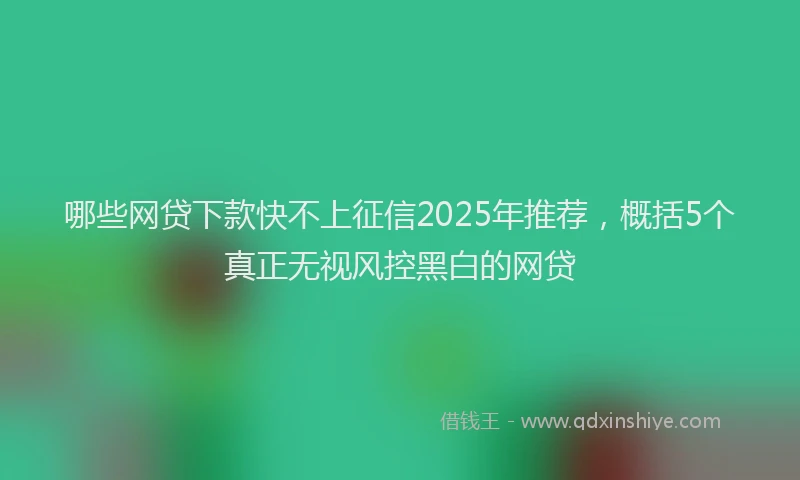 哪些网贷下款快不上征信2025年推荐，概括5个真正无视风控黑白的网贷