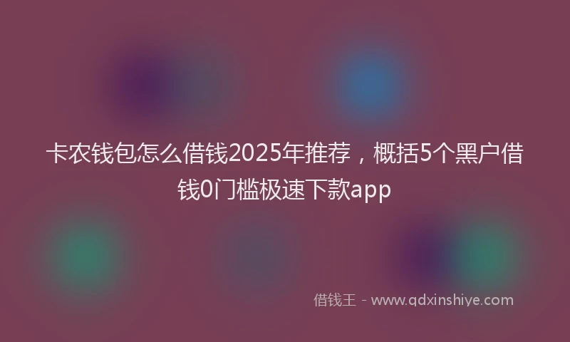 卡农钱包怎么借钱2025年推荐，概括5个黑户借钱0门槛极速下款app