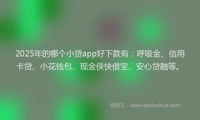 2025年的哪个小贷app好下款有：呼吸金、信用卡贷、小花钱包、现金侠快借宝、安心贷融等。