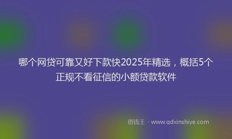 哪个网贷可靠又好下款快2025年精选，概括5个正规不看征信的小额贷款软件
