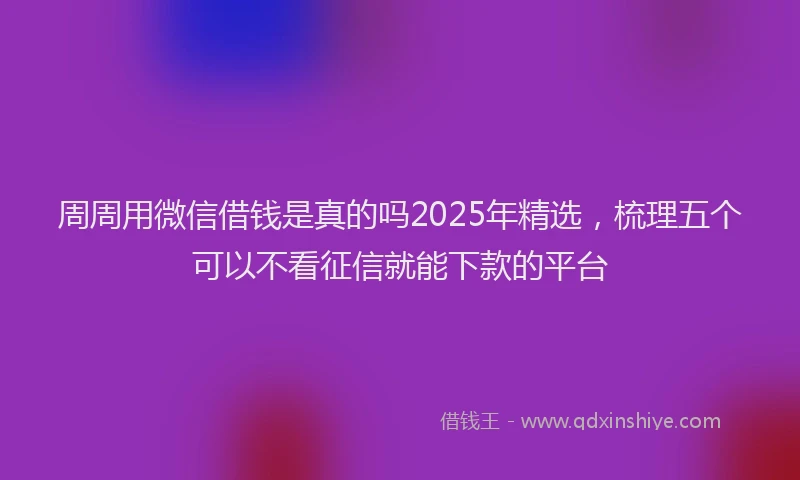周周用微信借钱是真的吗2025年精选，梳理五个可以不看征信就能下款的平台