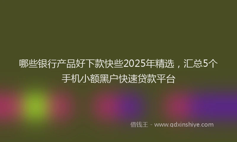 哪些银行产品好下款快些2025年精选，汇总5个手机小额黑户快速贷款平台