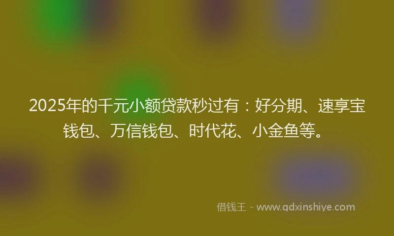 2025年的千元小额贷款秒过有：好分期、速享宝钱包、万信钱包、时代花、小金鱼等。