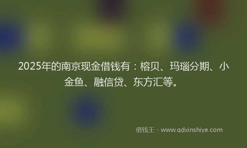 2025年的南京现金借钱有：榕贝、玛瑙分期、小金鱼、融信贷、东方汇等。